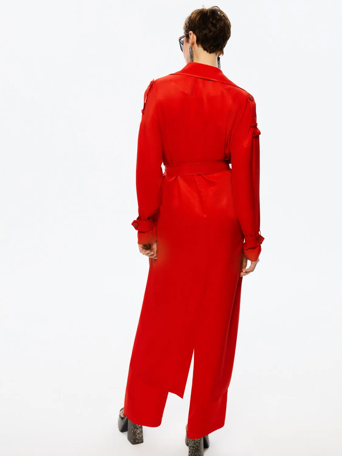 Double-Breasted Belted Trench Coat
