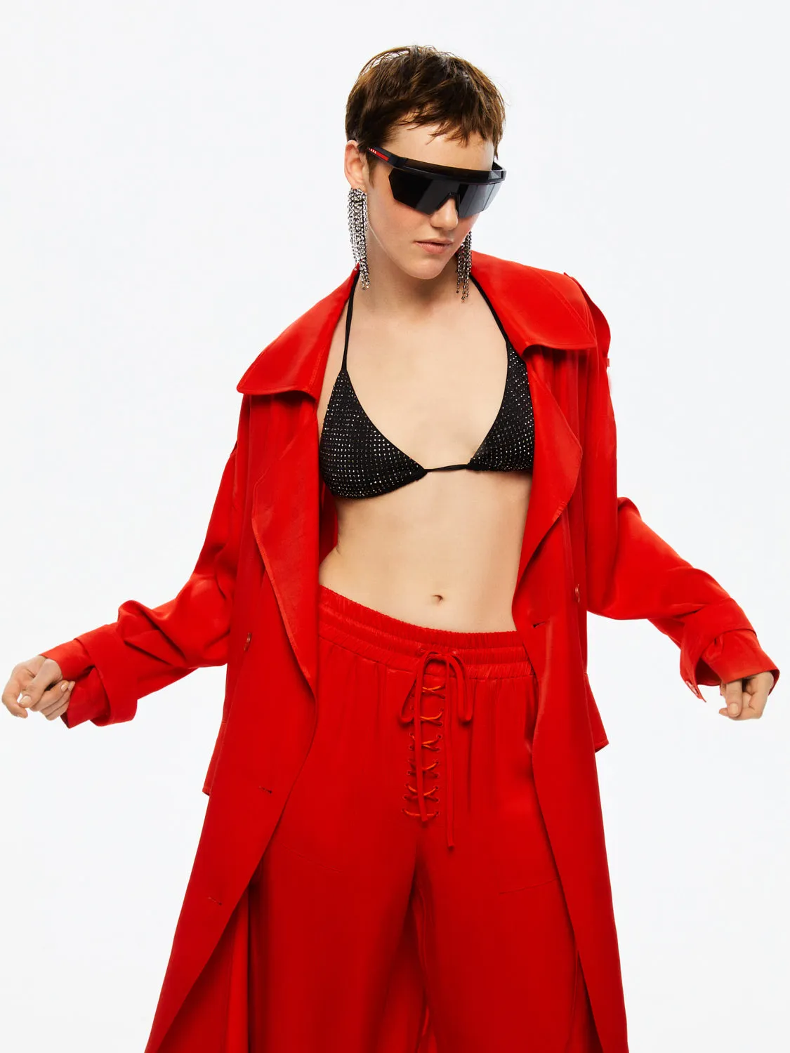 Double-Breasted Belted Trench Coat