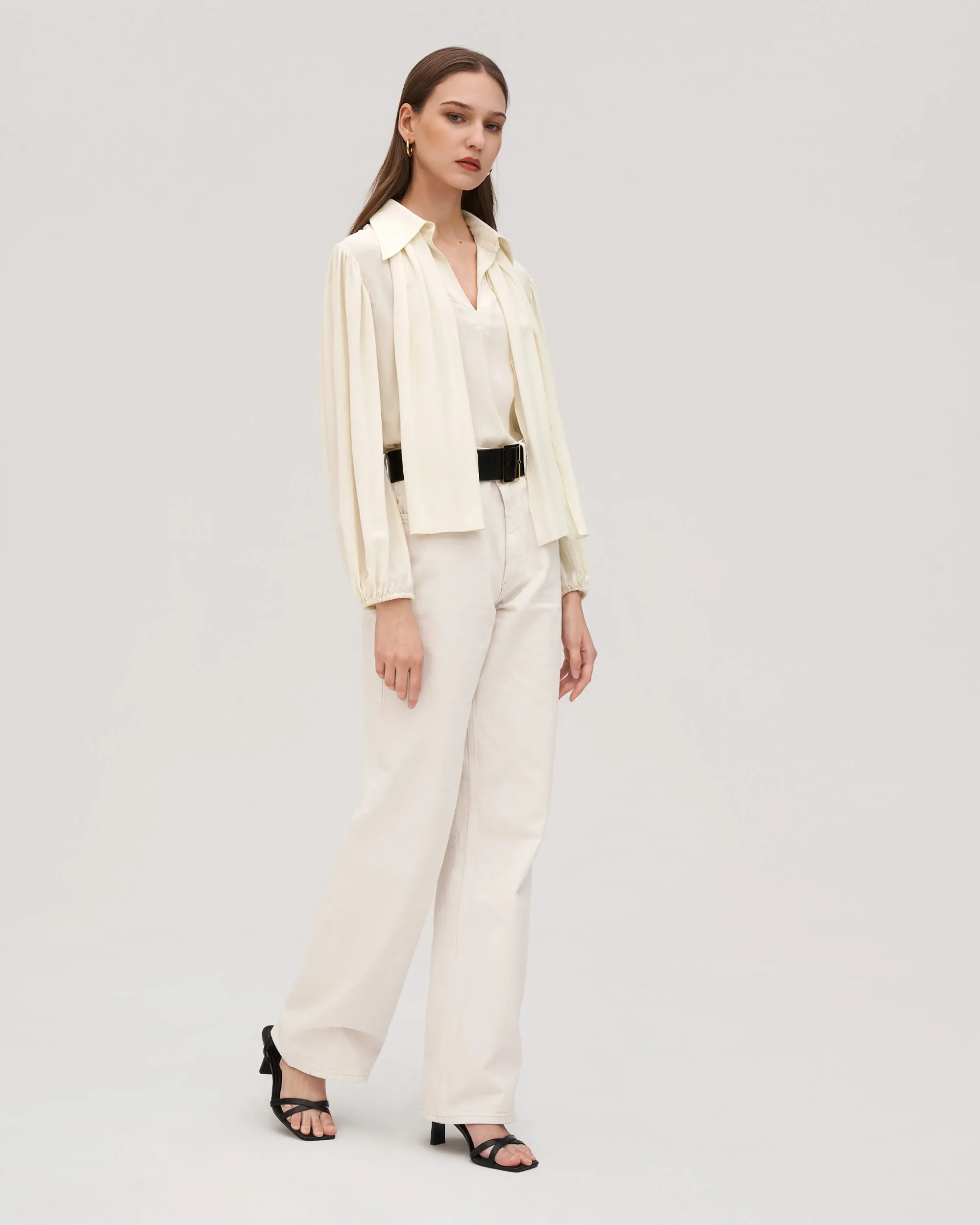 Elegant Pullover Silk Peony Blouse for Women