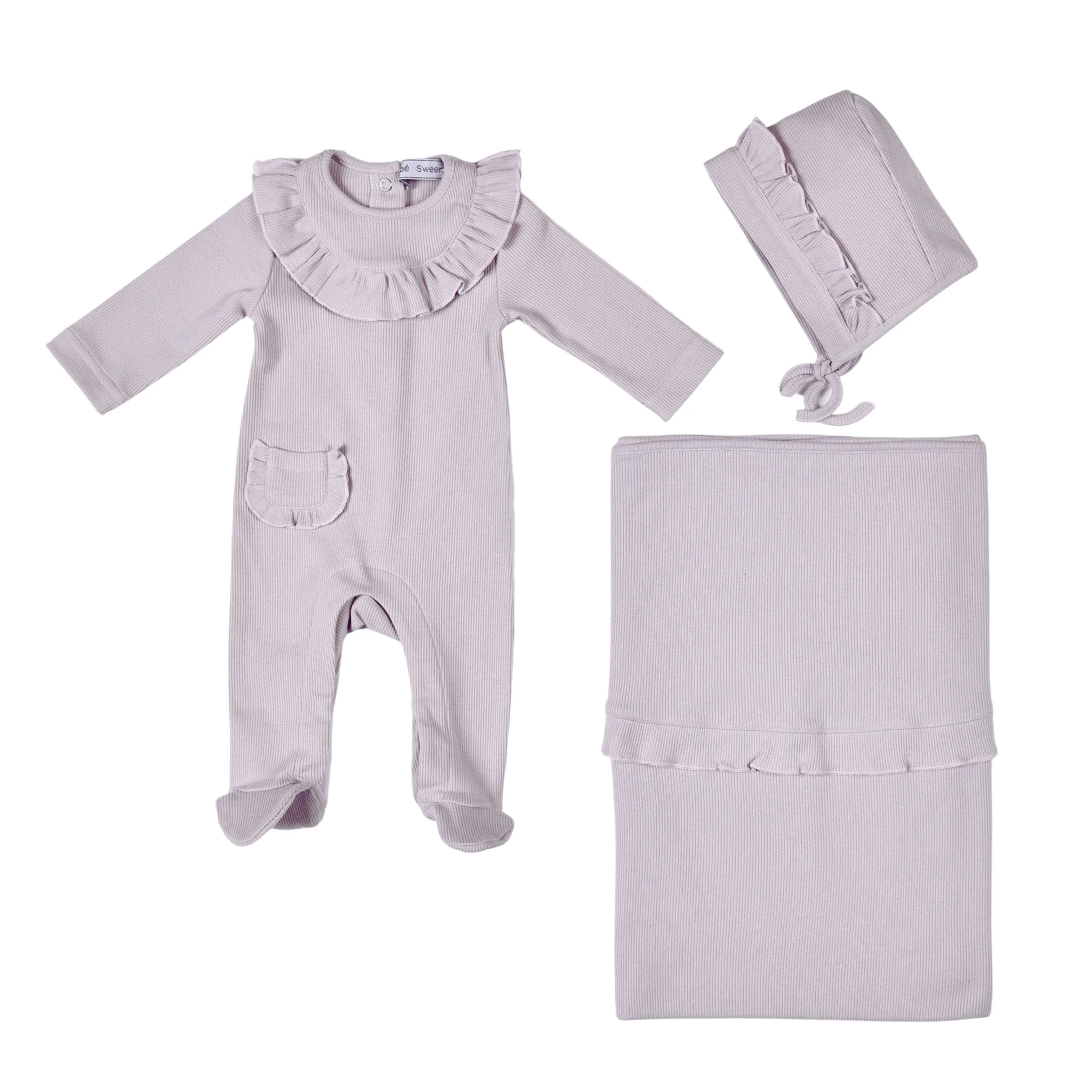 Emilia | Baby Girls Gift Box I Lilac Ribbed Cotton Set Babykids_Bebe-Sweeny