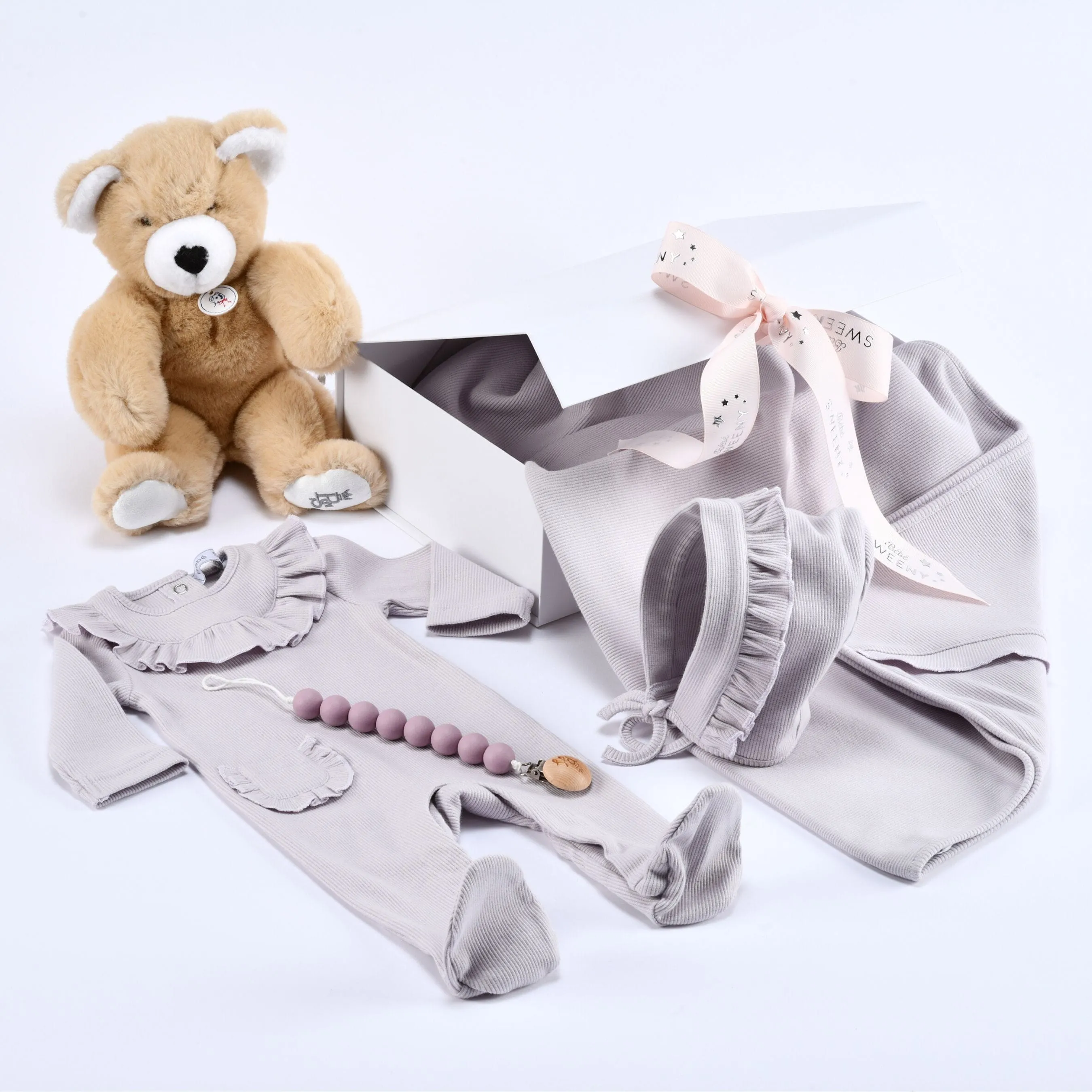 Emilia | Baby Girls Gift Box I Lilac Ribbed Cotton Set Babykids_Bebe-Sweeny
