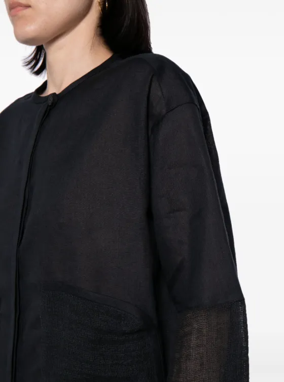 Emporio Armani pure linen crew-neck shirt with brushed details