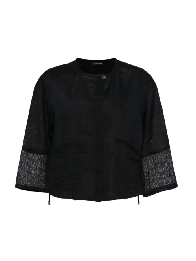 Emporio Armani pure linen crew-neck shirt with brushed details