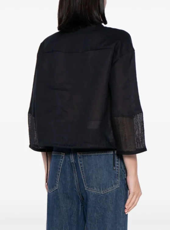Emporio Armani pure linen crew-neck shirt with brushed details