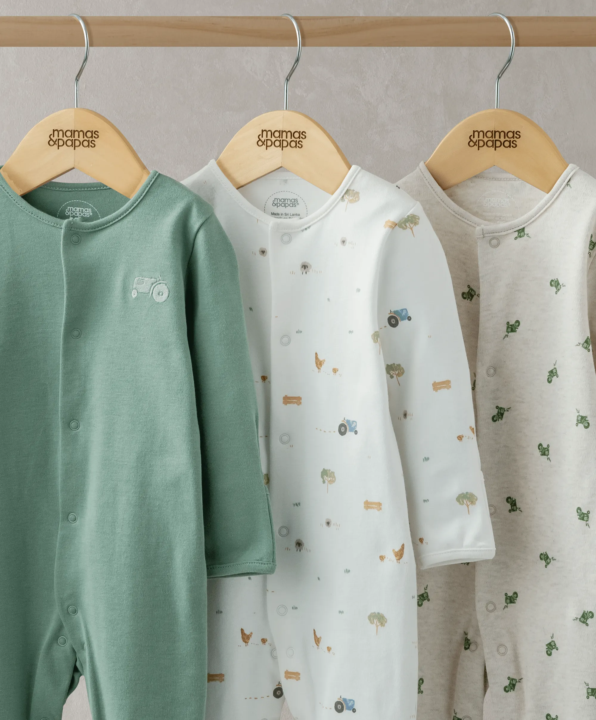 Farmyard Sleepsuits (Set of 3) Babykids Mamas & Papas