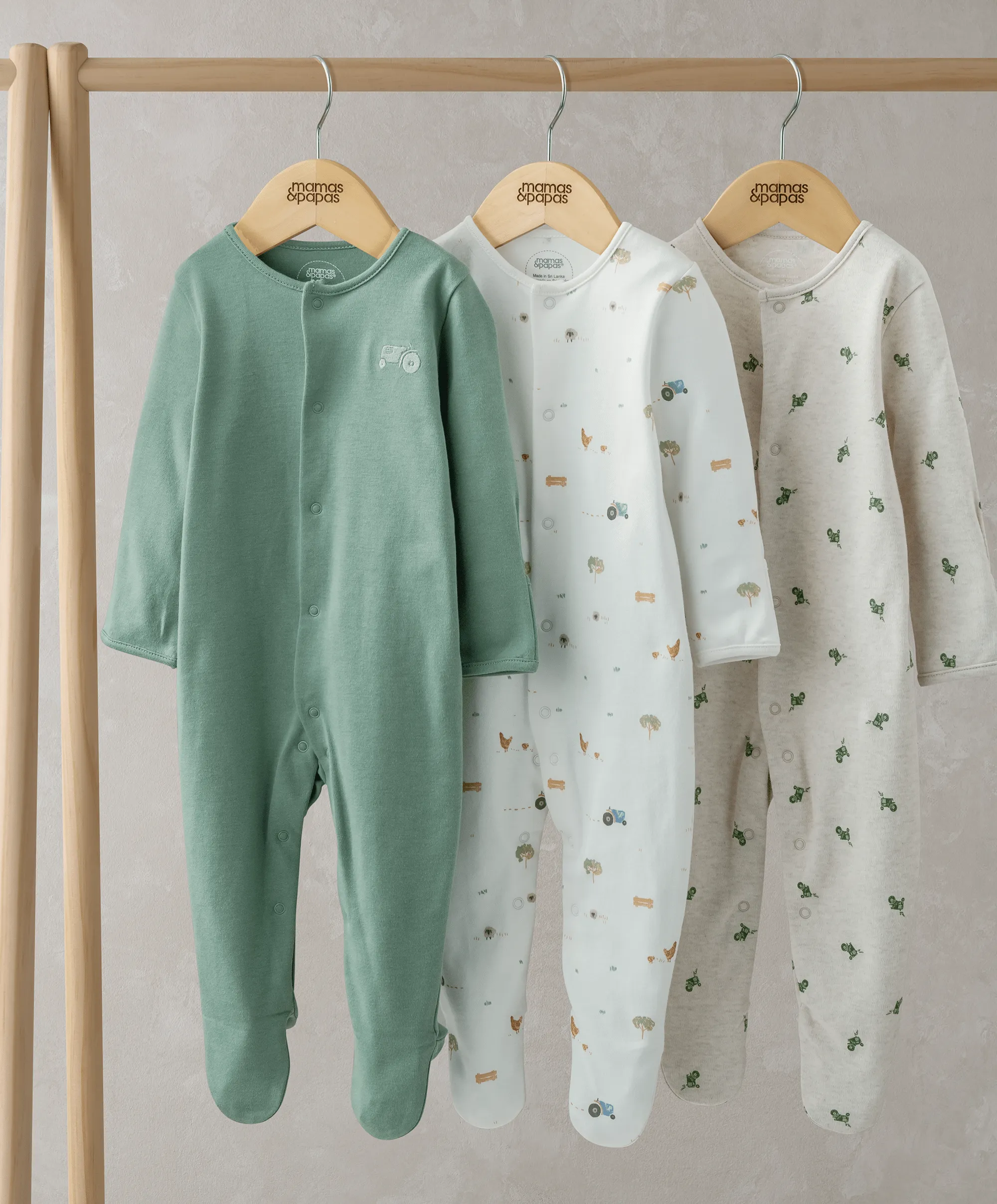 Farmyard Sleepsuits (Set of 3) Babykids Mamas & Papas