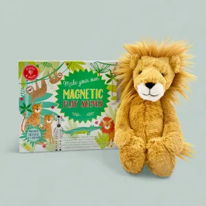 Floss & Rock Magnetic Play Scenes, Jungle with Jellycat Bashful Lion Gift Set