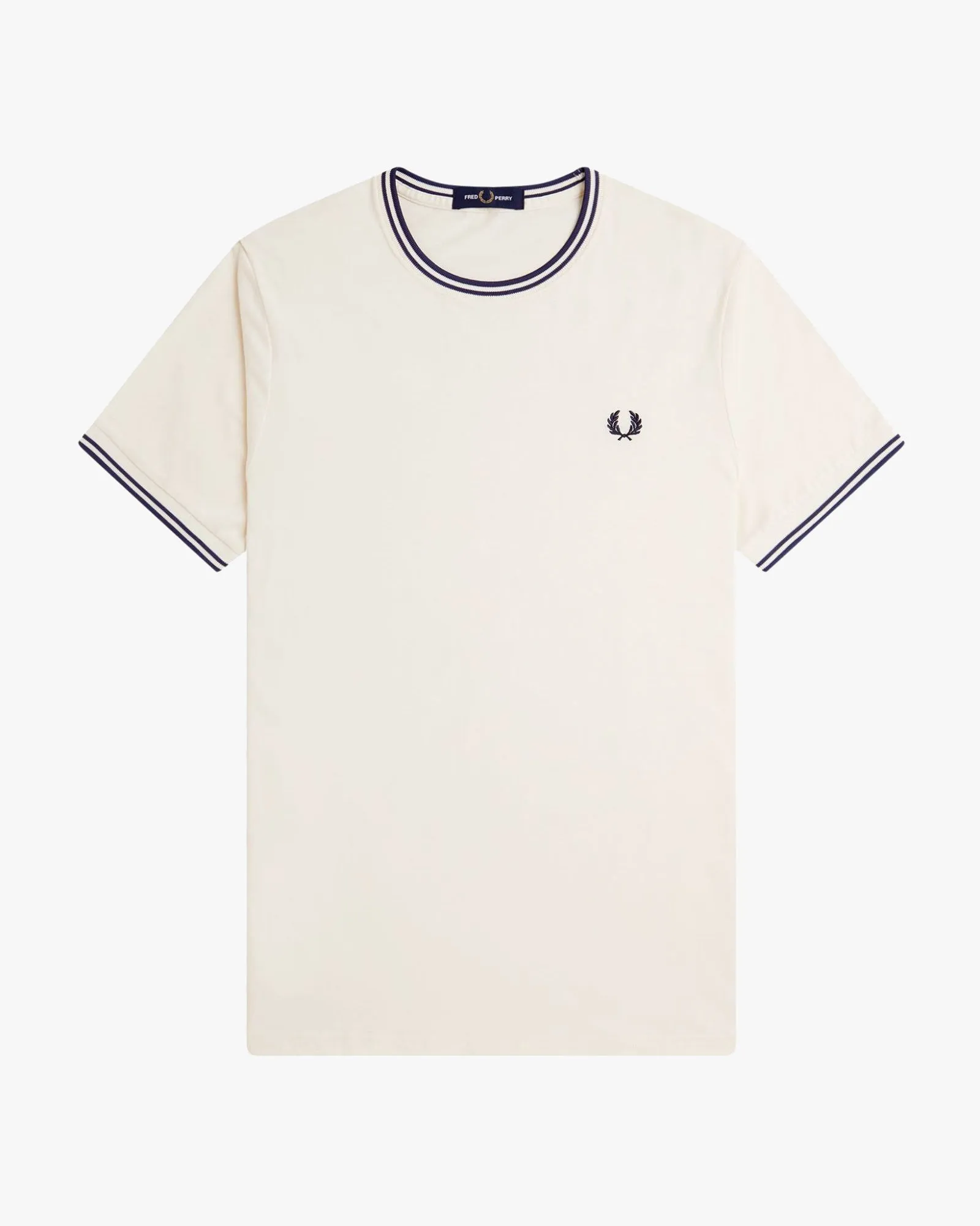 Fred Perry Twin Tipped T Shirt - Ecru / Tennis Blue