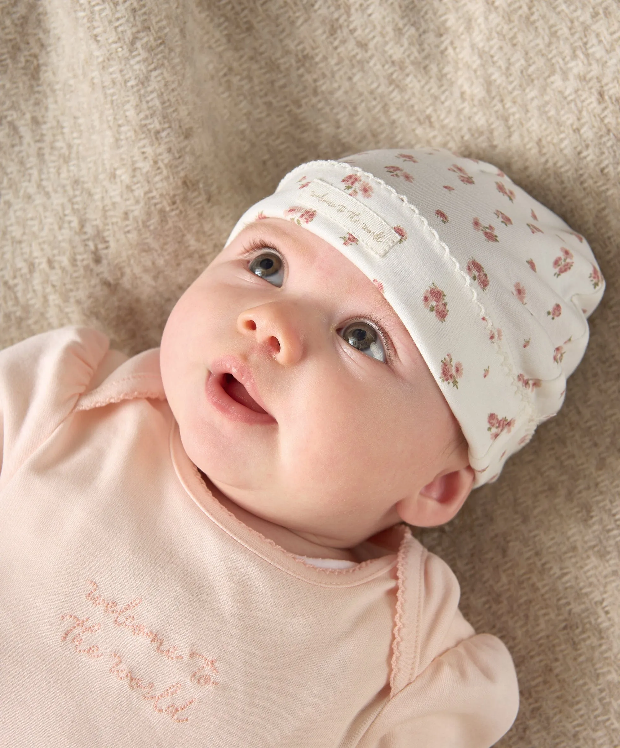 Frill Cuff Bodysuit, Leggings & Hat Set (3 Pieces) - Ditsy Rose Print Babykids Mamas & Papas