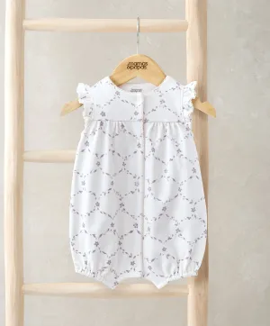 Frill Short Sleeve Romper - Trellis Print