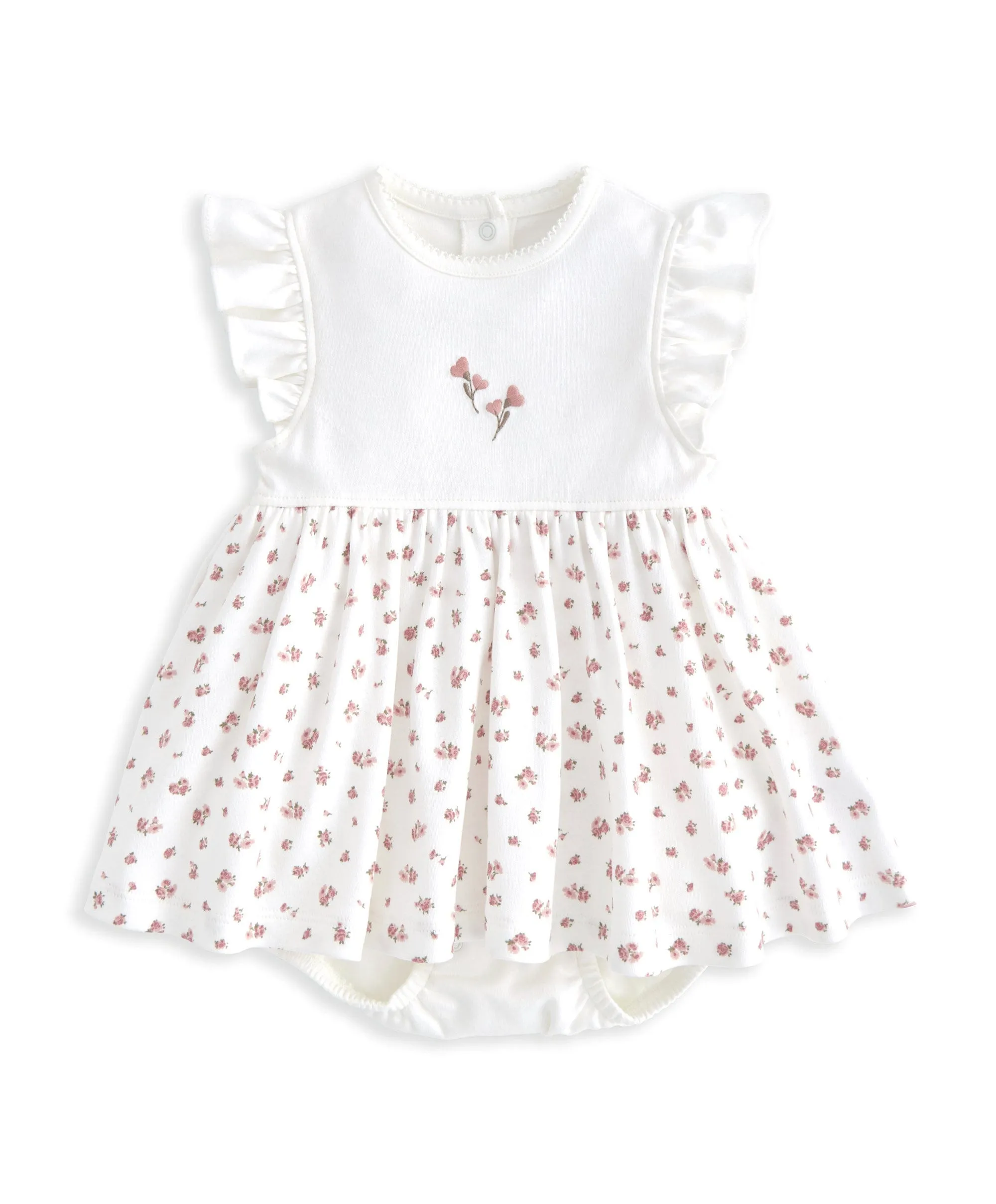 Frill Sleeve Dress & Bow Headband Set (2 Pieces) - Ditsy Rose Print Babykids Mamas & Papas