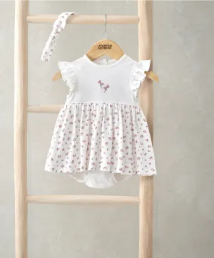 Frill Sleeve Dress & Bow Headband Set (2 Pieces) - Ditsy Rose Print Babykids Mamas & Papas