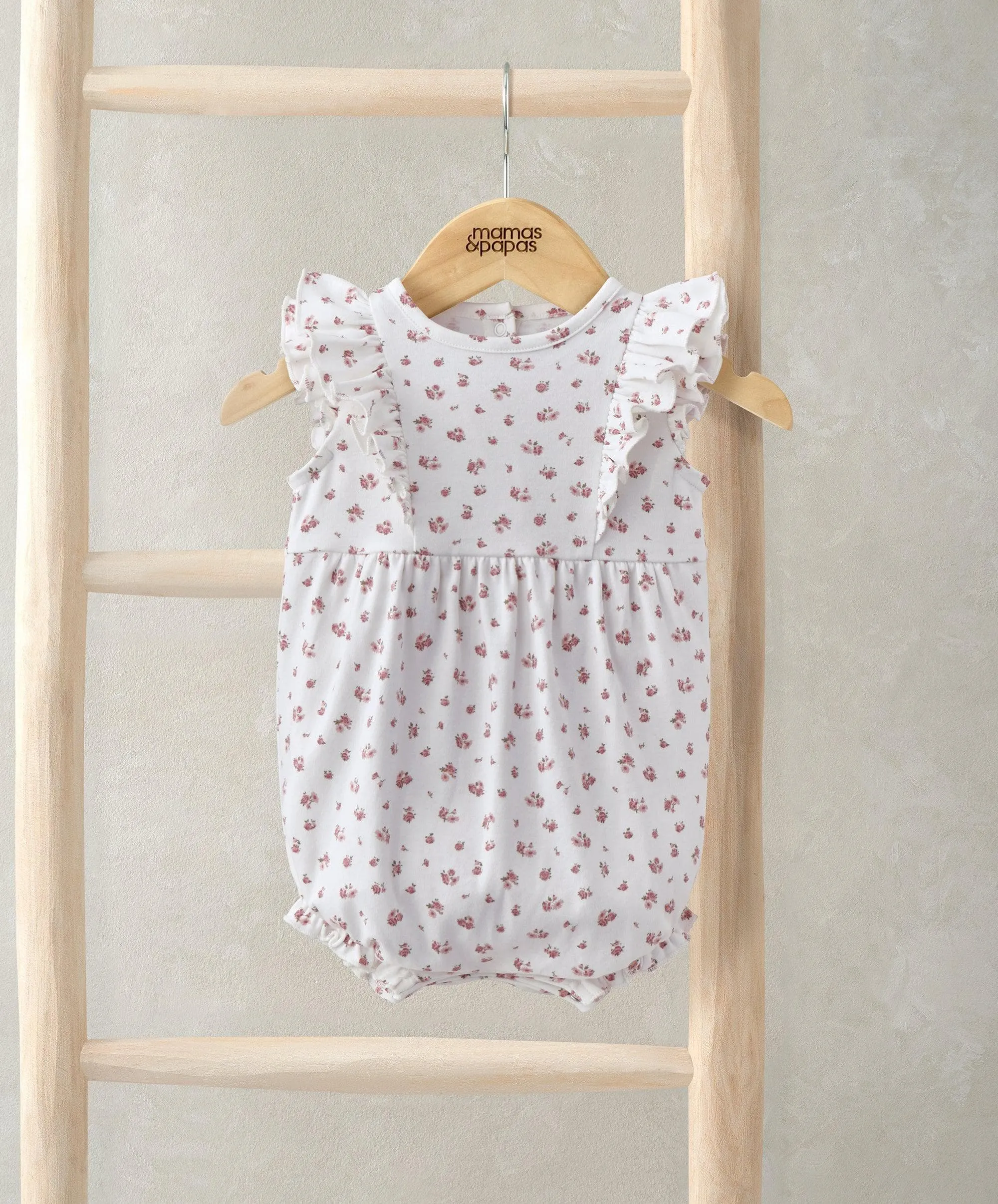Frill Sleeve Shortie Romper - Ditsy Rose Print