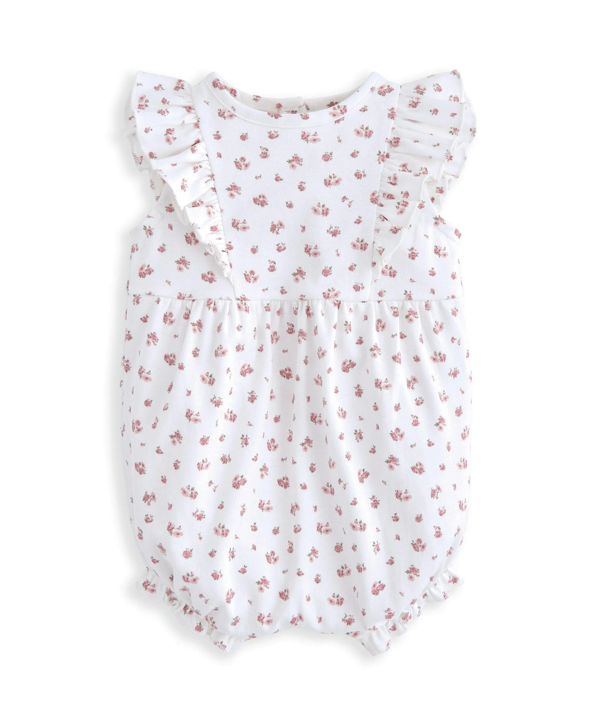 Frill Sleeve Shortie Romper - Ditsy Rose Print