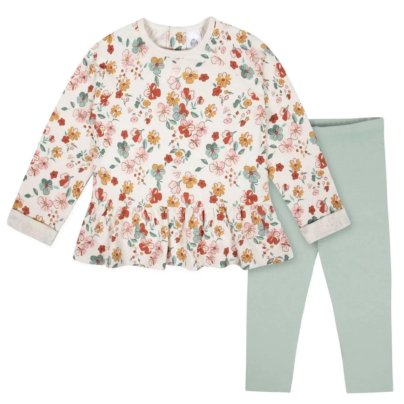 Gerber 2-Piece Toddler Girls Floral Peplum Top & Leggings Set (2-5t) Babykids Gerber