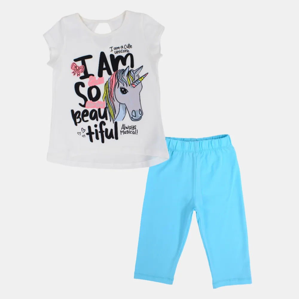 Girls Cotton Pajama Set - Beautiful Unicorn Design