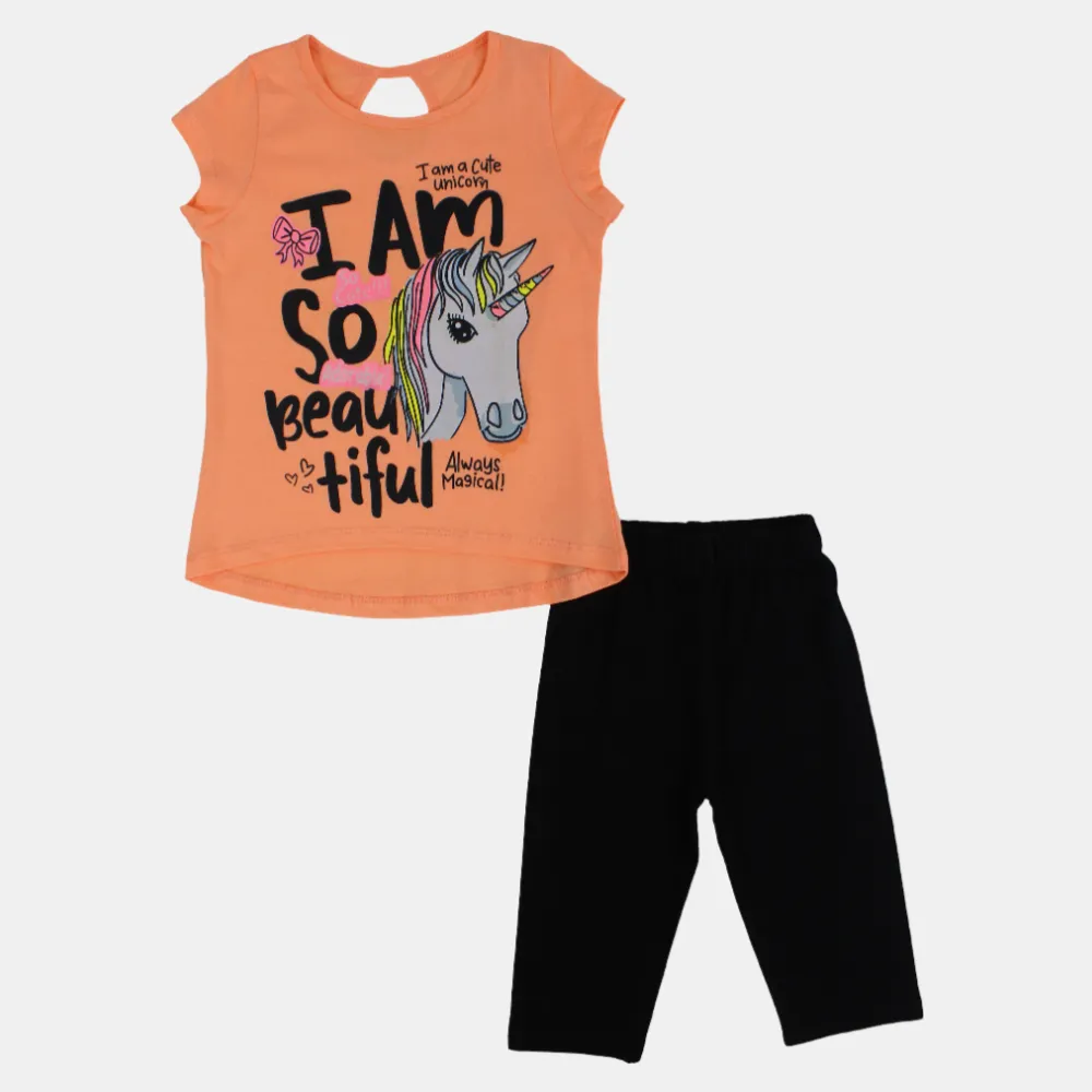 Girls Cotton Pajama Set - Beautiful Unicorn Design