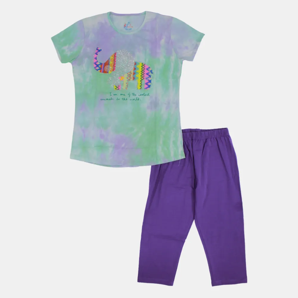 Girls' Cotton Pajama Set – Multicolor