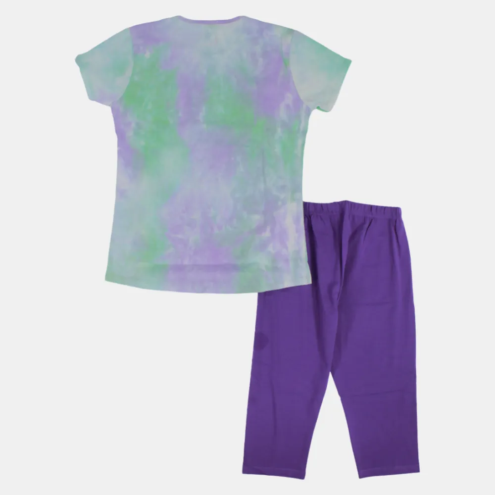 Girls' Cotton Pajama Set – Multicolor