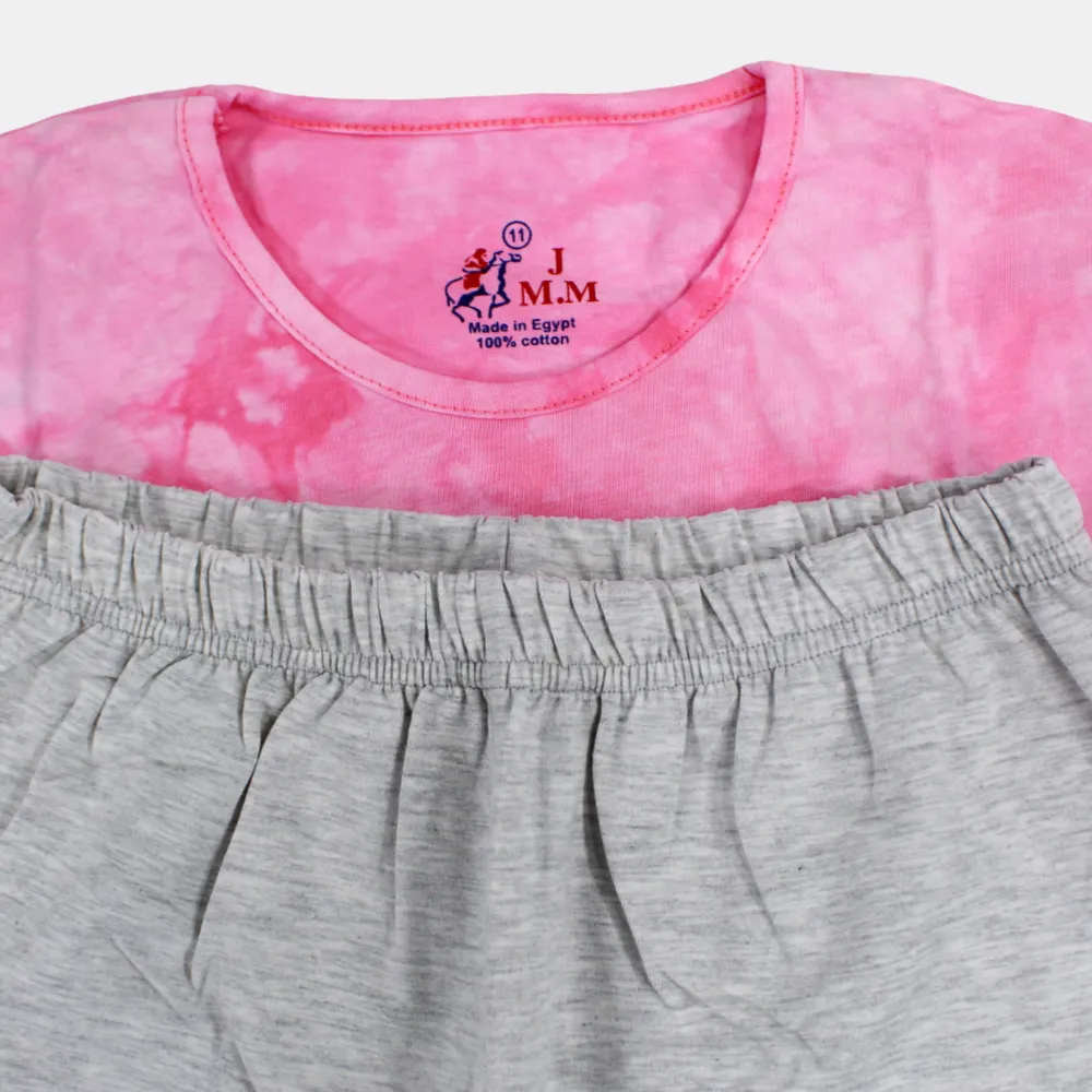 Girls' Cotton Pajama Set – Multicolor