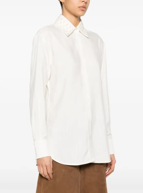 Golden Goose shirt in vintage white with embroidery collar
