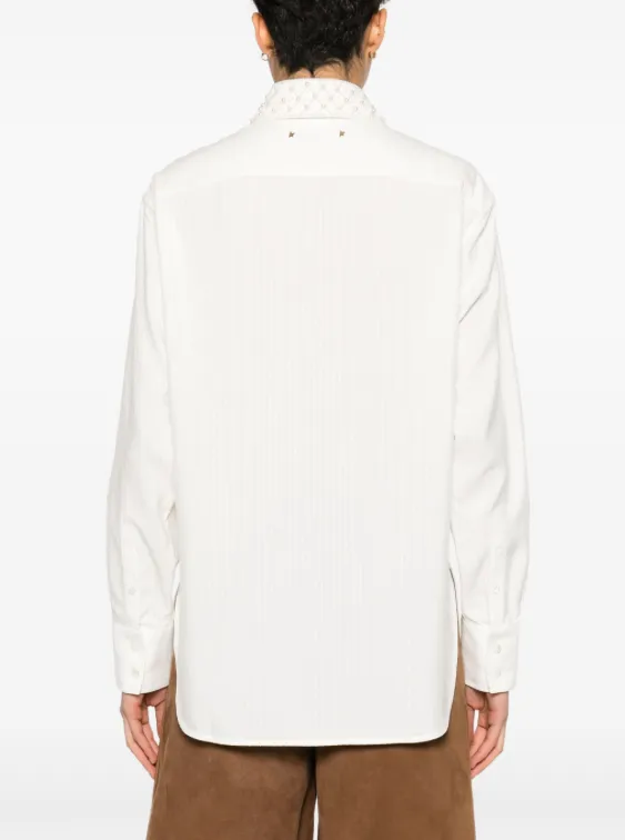 Golden Goose shirt in vintage white with embroidery collar