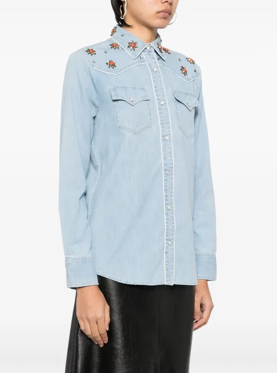 Gucci embellished yoke denim shirt