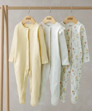 Healing Floral Sleepsuits (Set of 3) Babykids Mamas & Papas