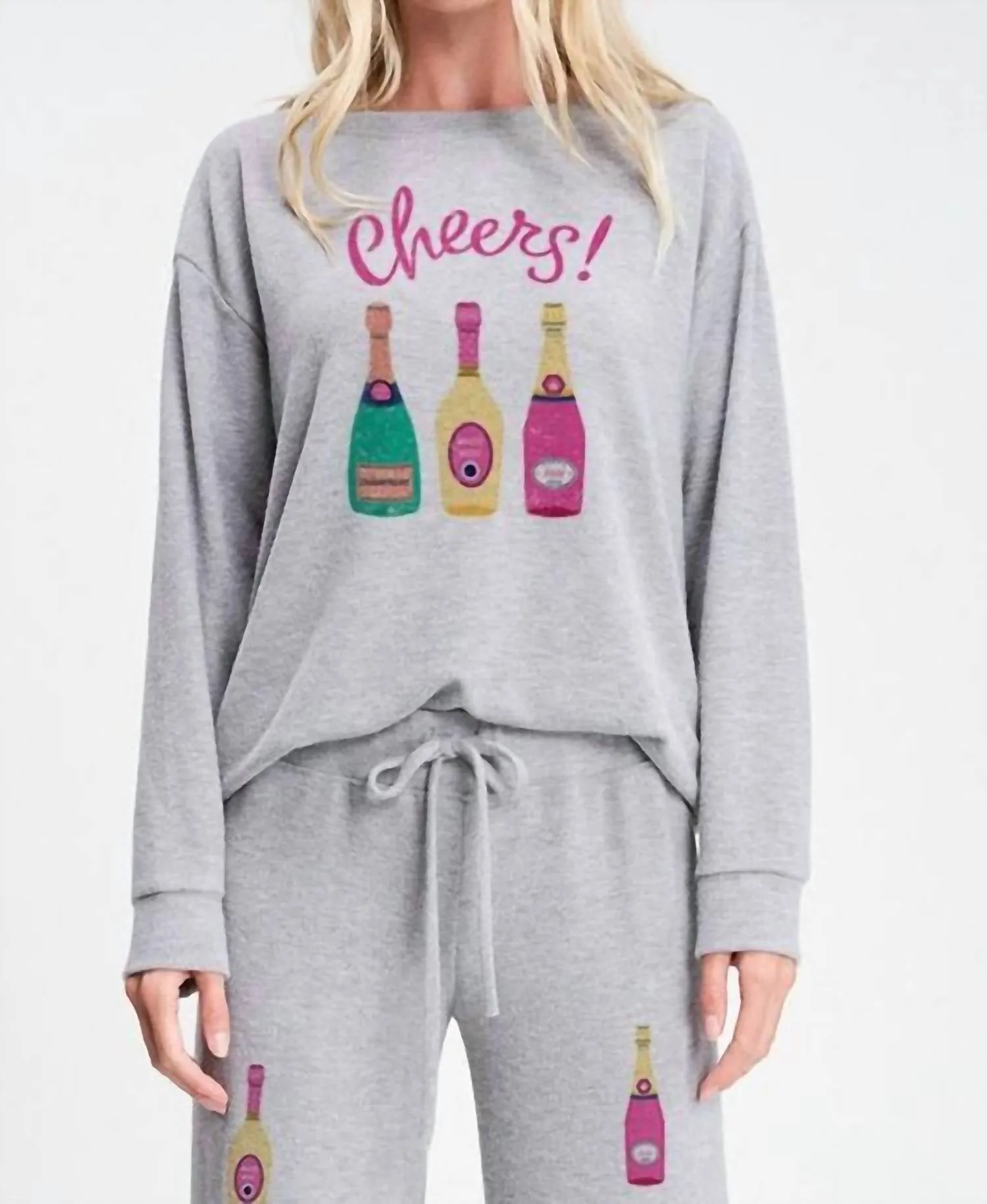 Holiday Champagne Comfy Loungewear Set In Grey