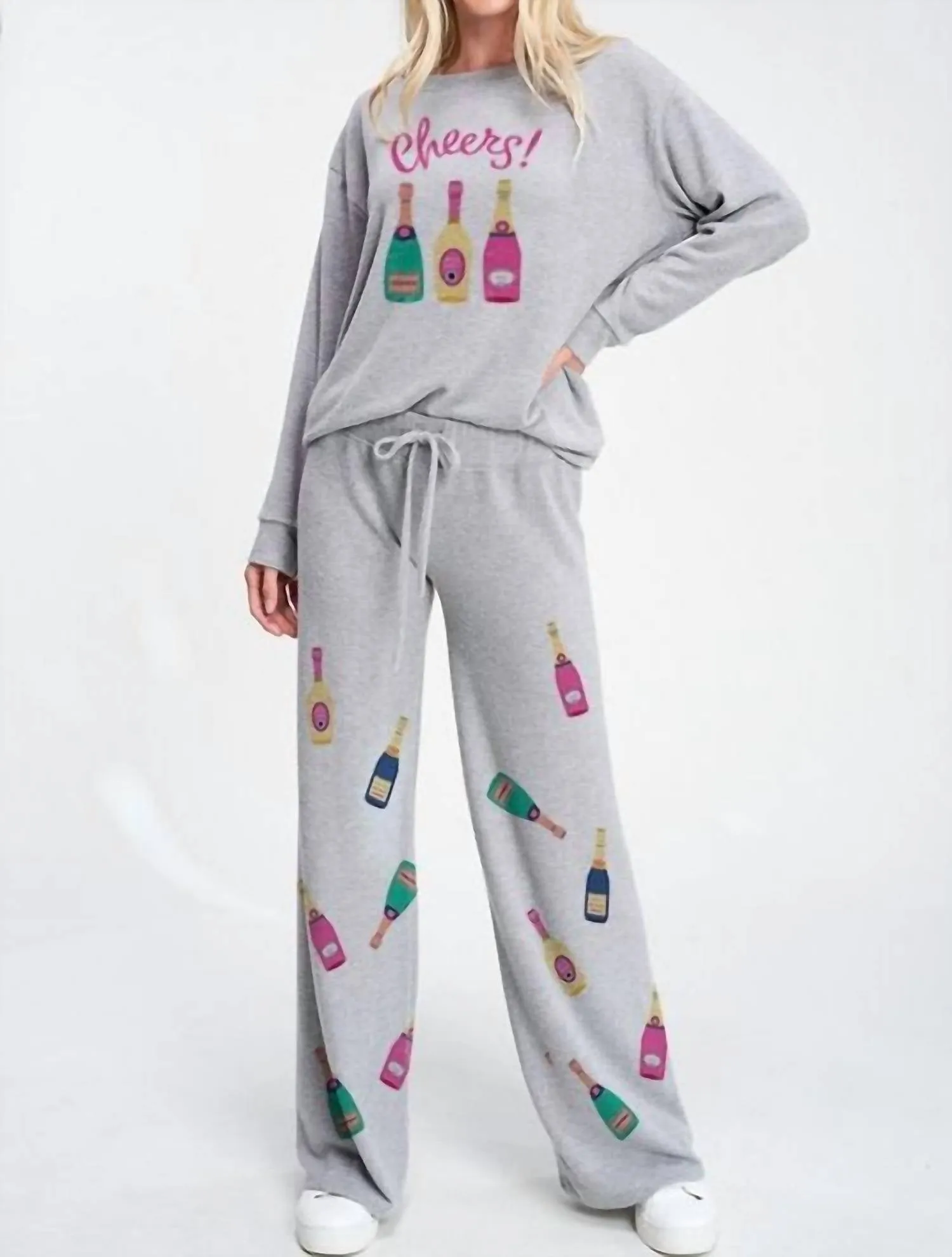 Holiday Champagne Comfy Loungewear Set In Grey