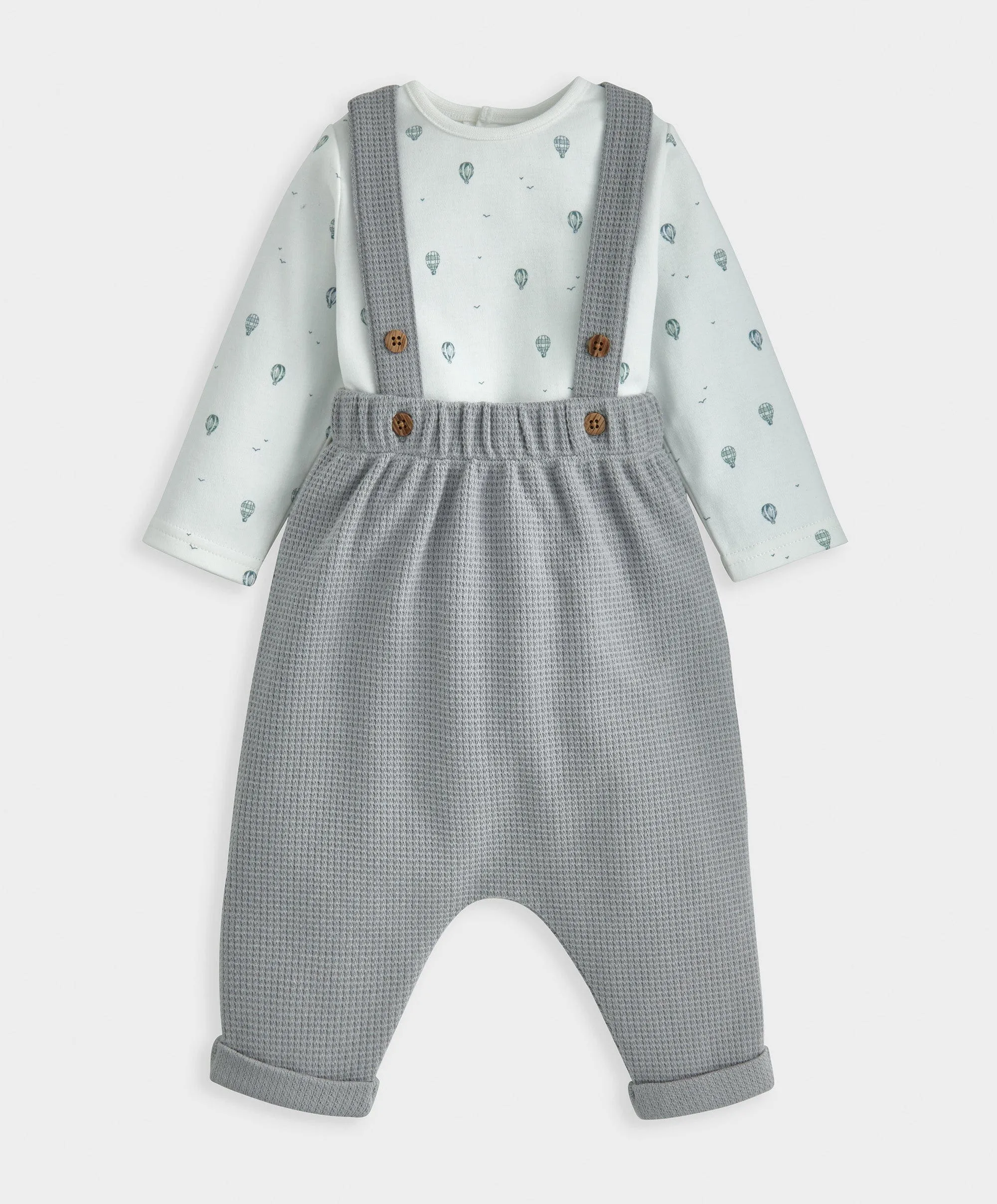 Hot Air Balloon Print Bodysuit & Dungaree Set