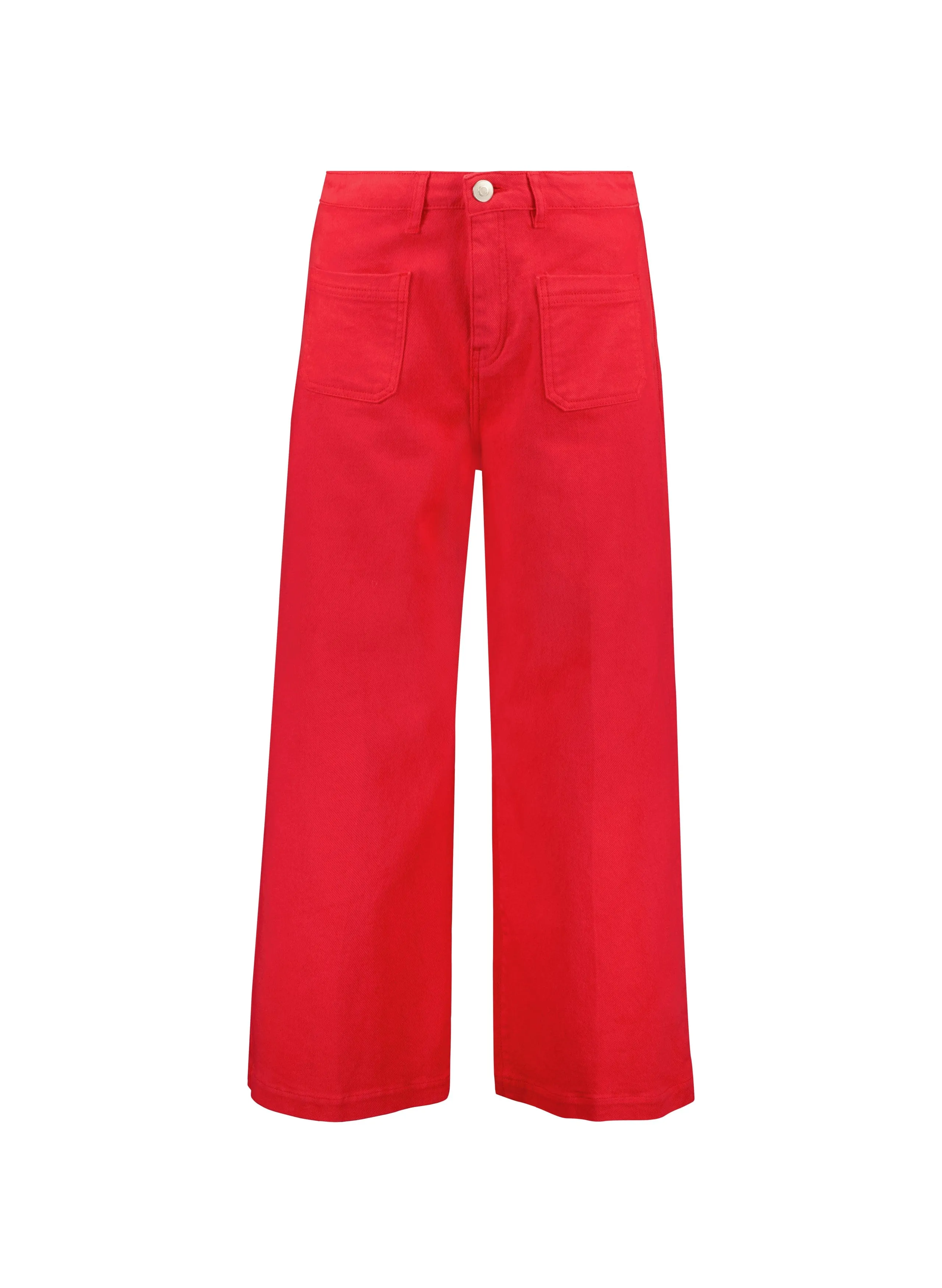 Jena Organic Cotton Stretch Wide Crop Jeans | Crimson Red