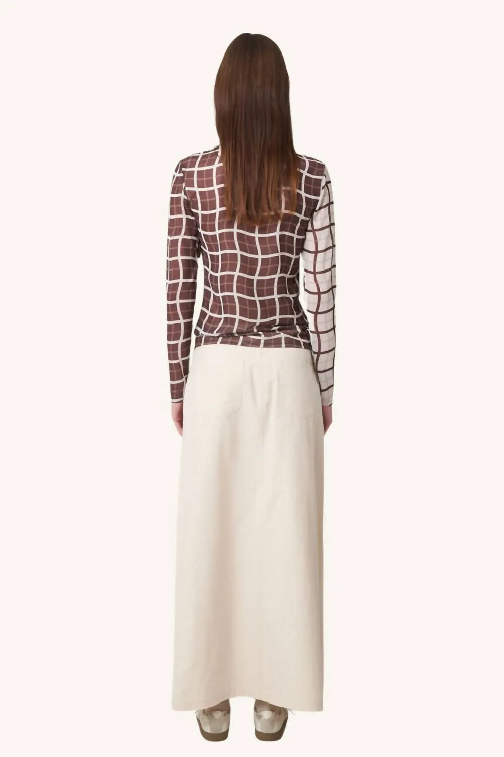 Khaki Midi Skirt In Antique White
