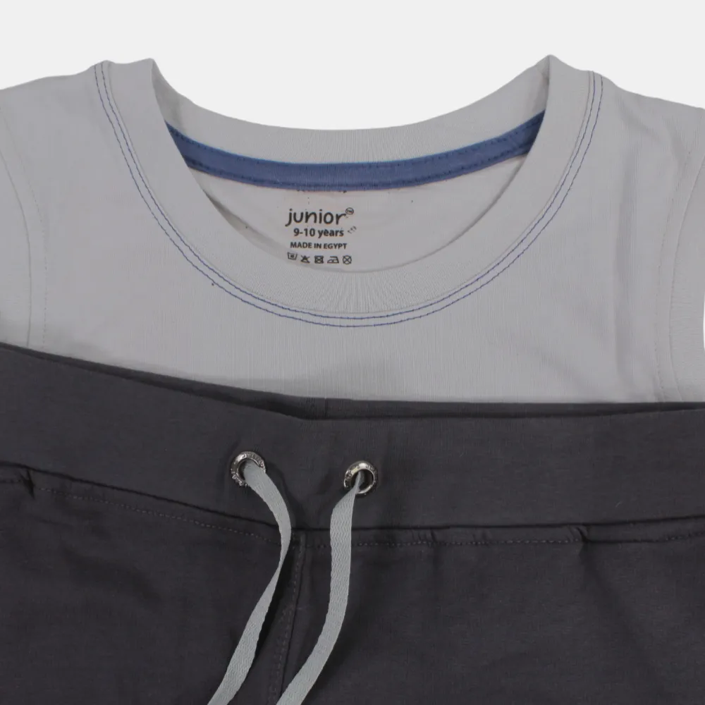 Kids' Boys Sleeveless Cotton Pajama Set – Grey (Explore Theme)