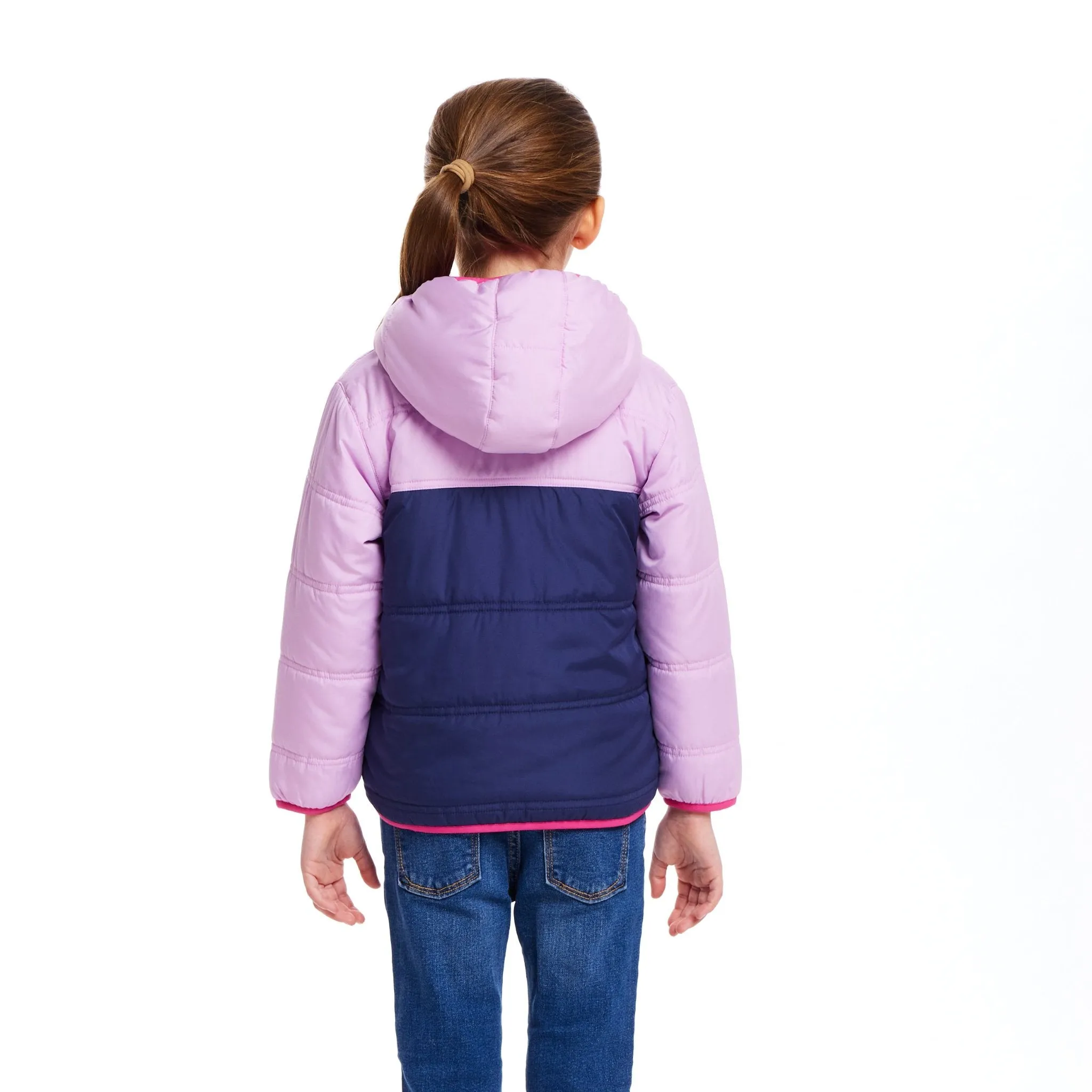 Kids Girls Colorblock Sherpa Jacket | Pink & Purple Babykids_Andy-Evan