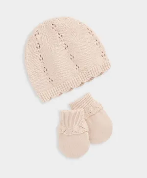 Knitted Hat & Mitts - Pink Babykids Mamas & Papas