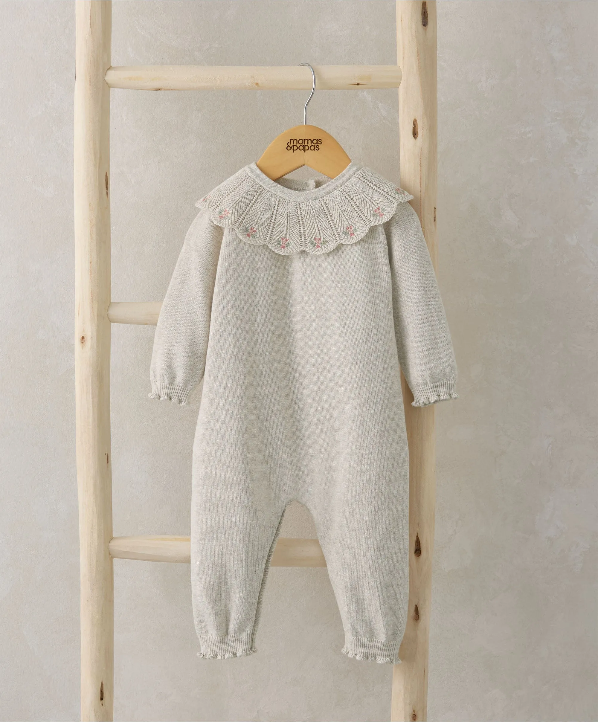 Knitted Scallop Collar Romper - Oatmeal Babykids Mamas & Papas