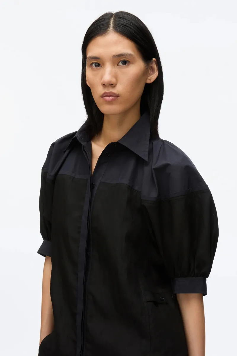 Lantern Sleeve Combo Shirt