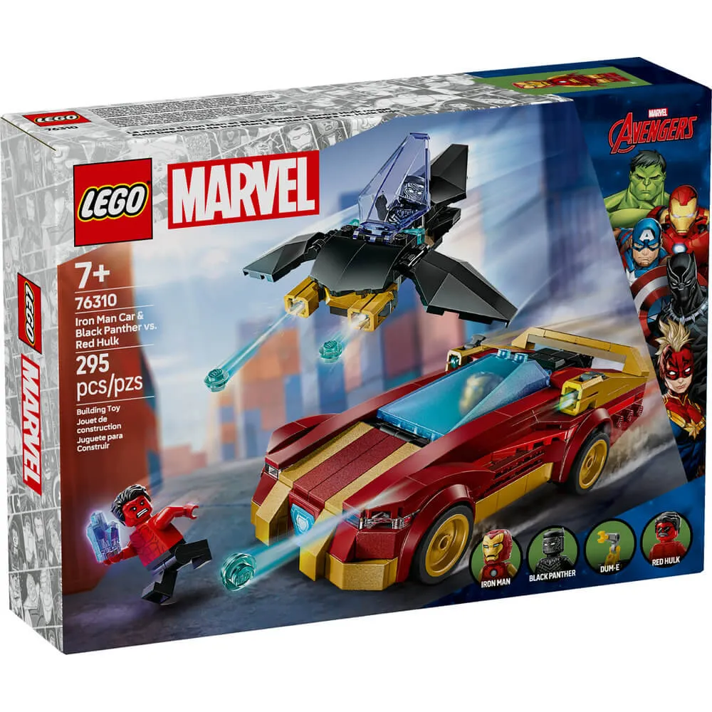Lego® Toys LEGO® Super Heroes Marvel Iron Man Car & Black Panther vs. Red Hulk Building Kit 76310