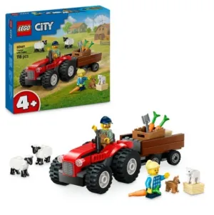 Lego Toys Red Farm Tractor with Trailer and Sheep 60461