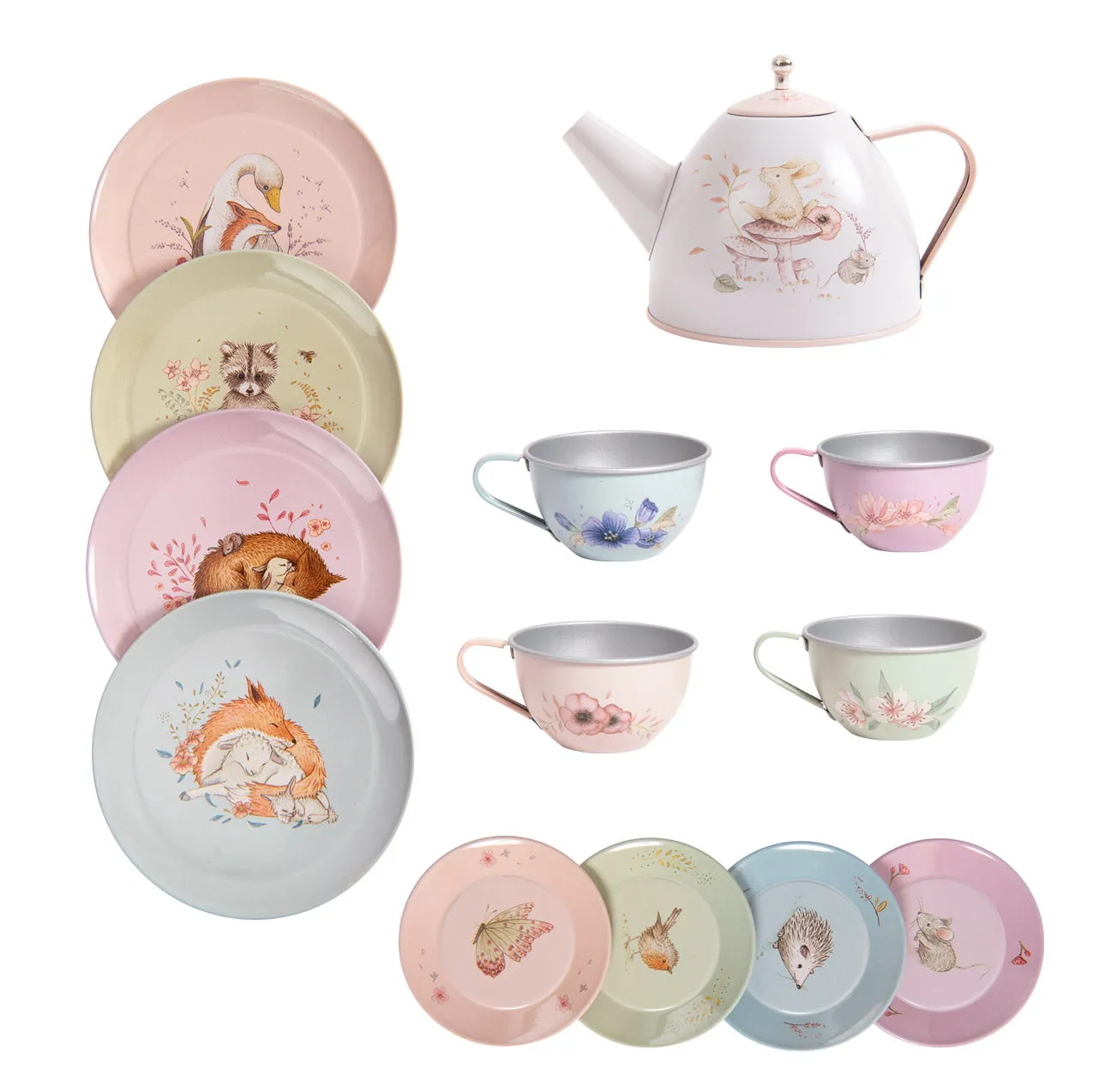 Les Rosalies Metal Tea Set in Case