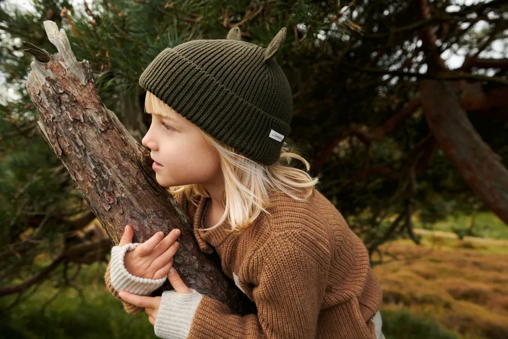 Liewood: Gina Beanie with Ears - Army Brown
