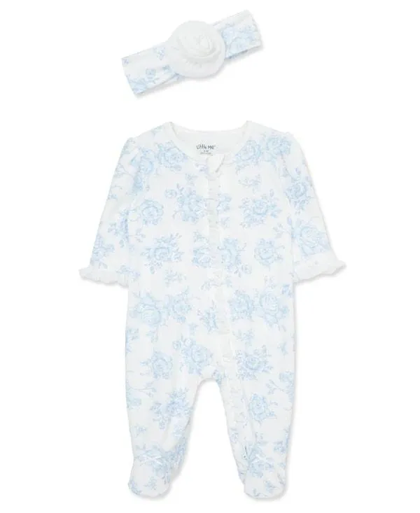 Little Me 2-Way-Zip Footed One-Piece & Hat Babykids Little Me