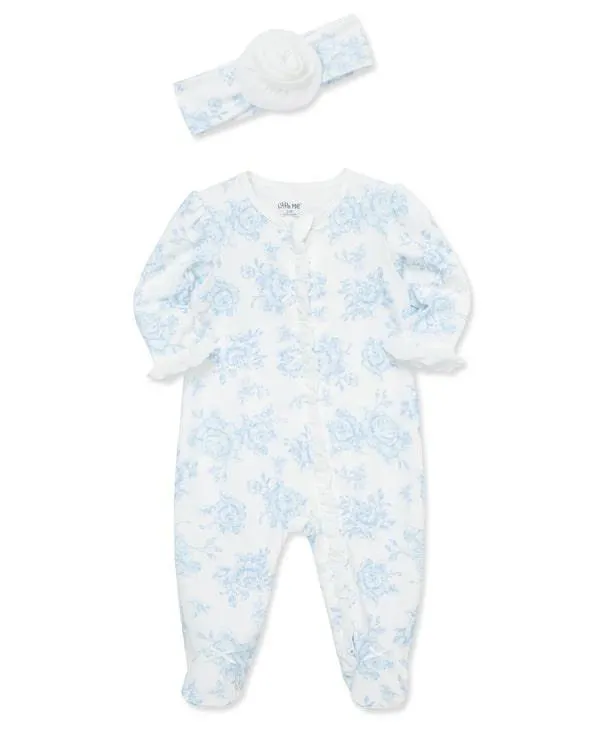 Little Me 2-Way-Zip Footed One-Piece & Hat Babykids Little Me
