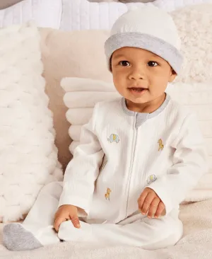 Little Me 2-Way-Zip Footed One-Piece & Hat Babykids Little Me
