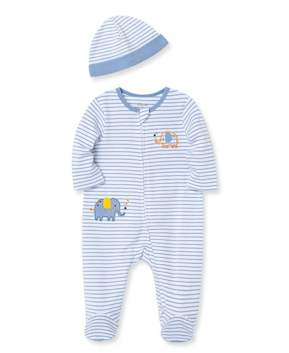 Little Me Zip Footed One-Piece and Hat Babykids Little Me