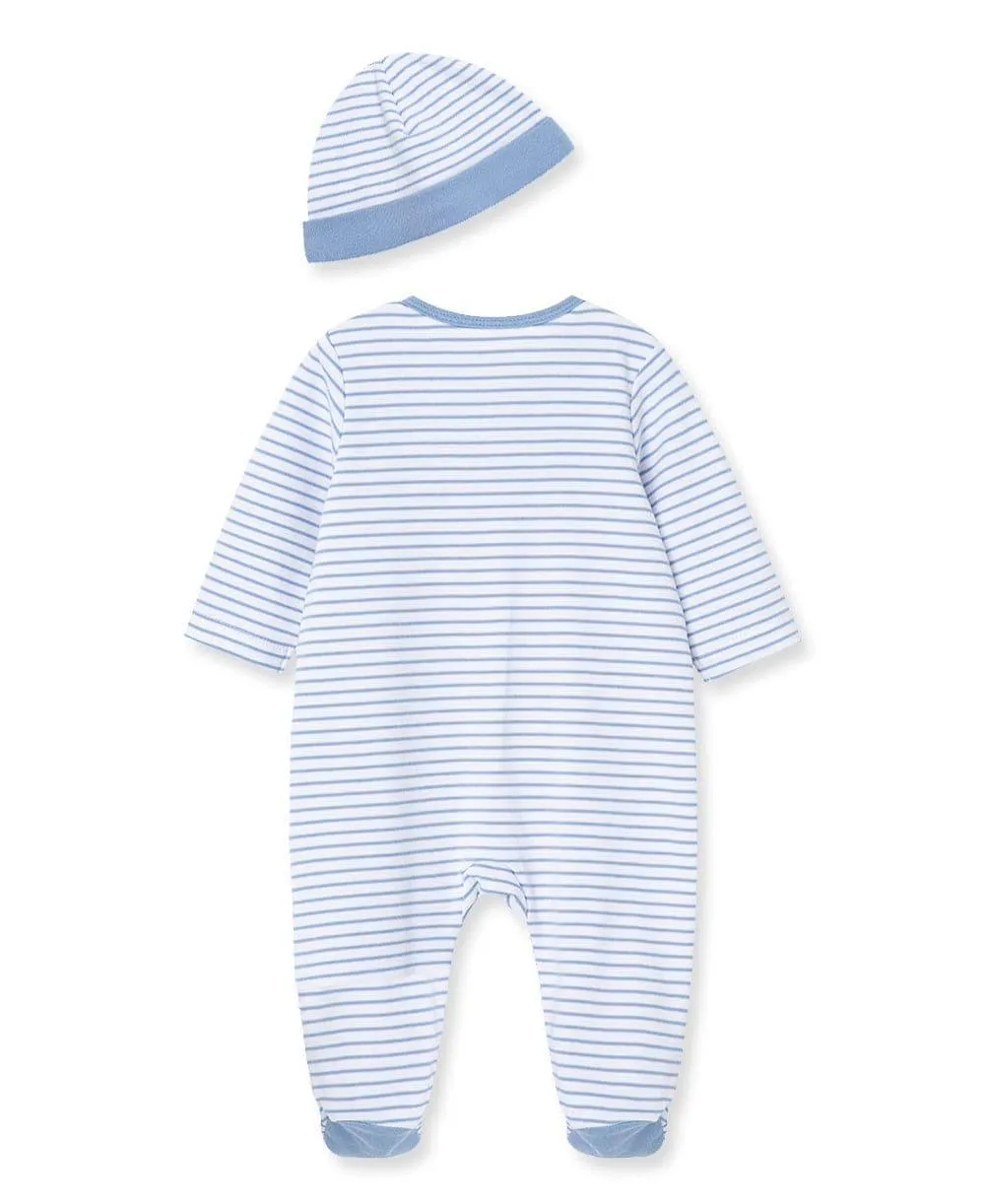 Little Me Zip Footed One-Piece and Hat Babykids Little Me