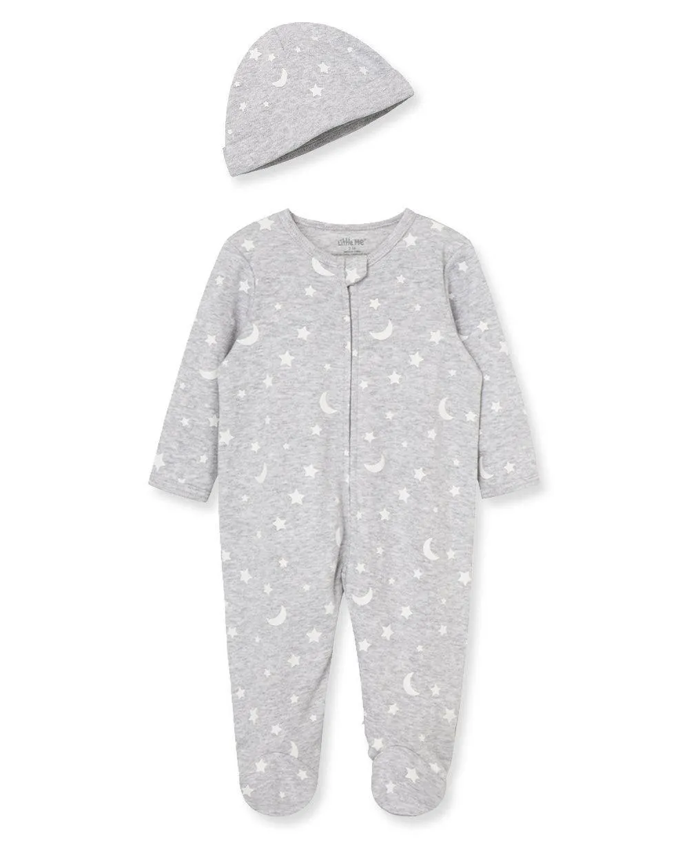 Little Me Zip Footed One-Piece and Hat Babykids Little Me