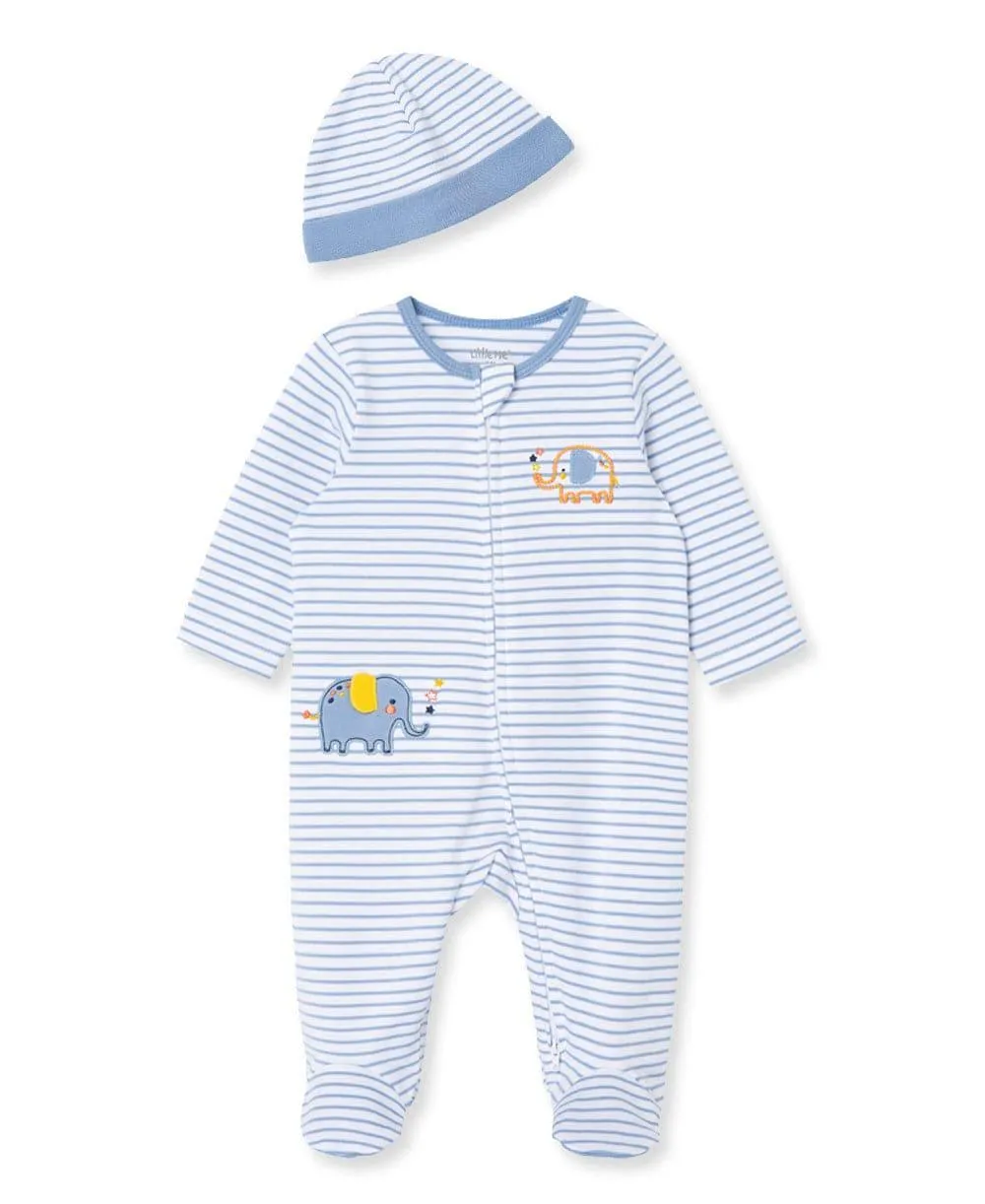 Little Me Zip Footed One-Piece and Hat Babykids Little Me