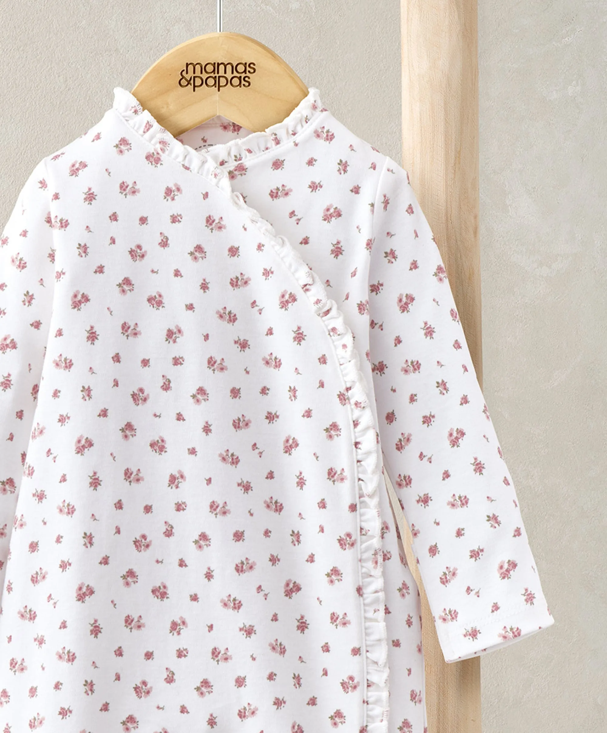 Long Sleeve Frill All in One - Ditsy Rose Print Babykids Mamas & Papas